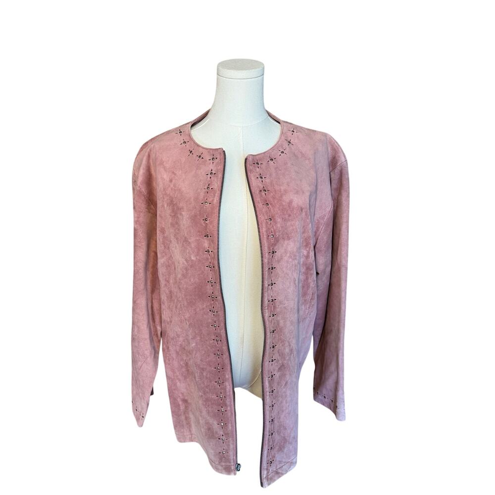 Cabela’s Women’s XL Rose Leather Jacket Western Boho Full Zip NWT - Picture 9 of 12